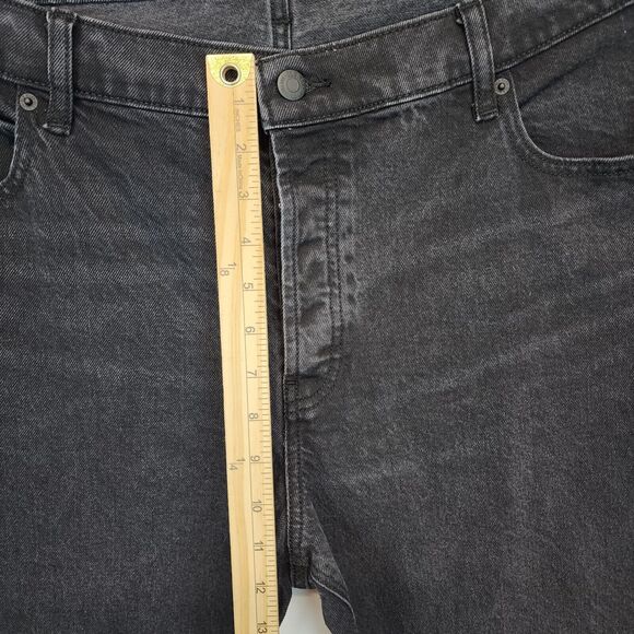 Old Navy High Waist Jeans Size 16 Button Fly Slouchy Straight Black Wash Faded - Picture 9 of 13